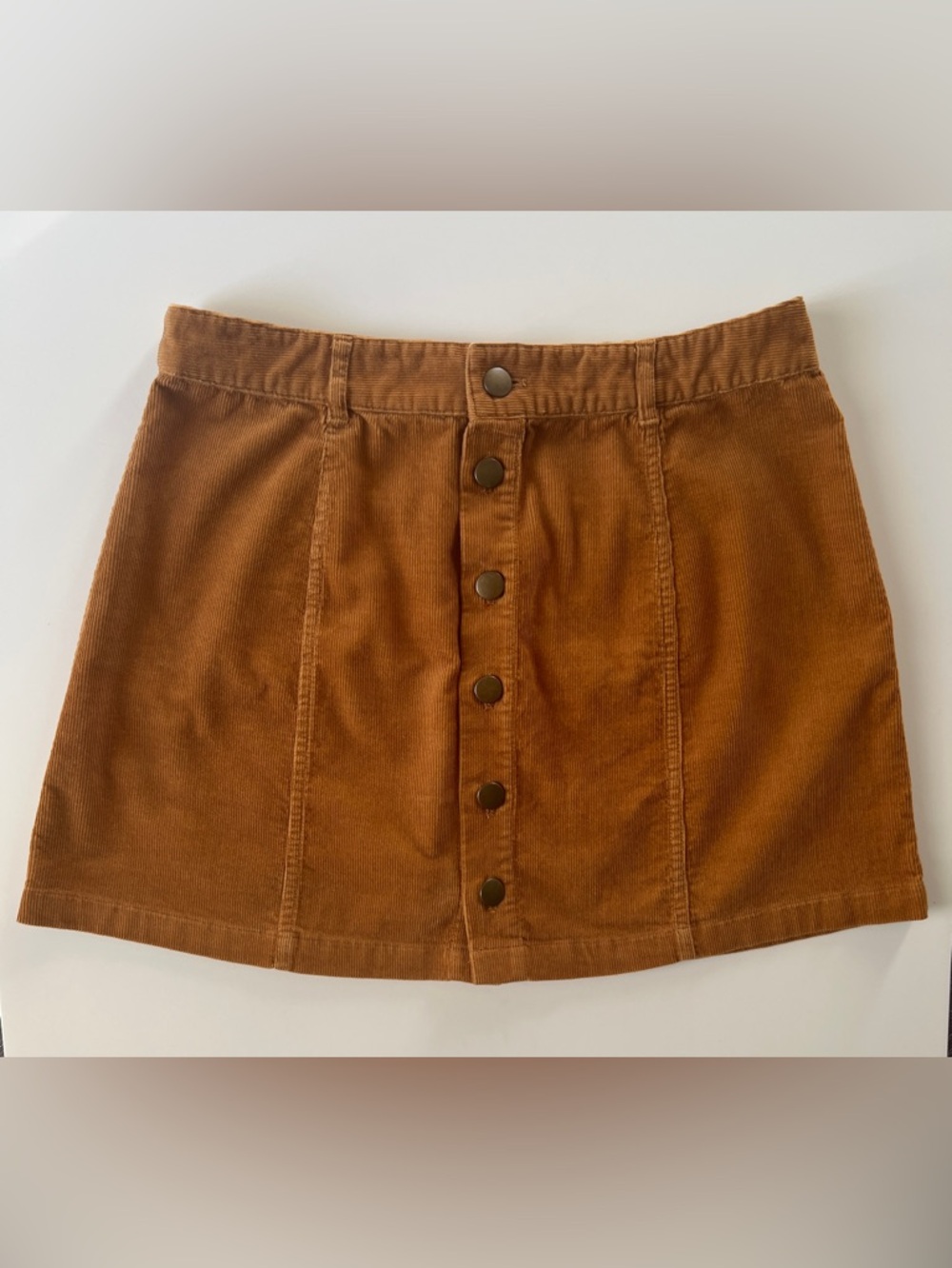 BONGO Rust Brown Corduroy Button-Front Mini Skirt - Picture 2 of 9